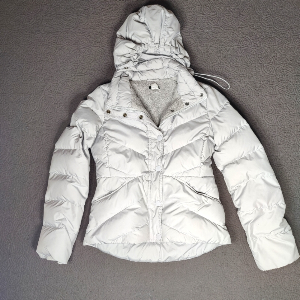 J. Crew Women's Chateau Puffer Quilted Full Zip  Hooded Jacket Size XS Outdoor
